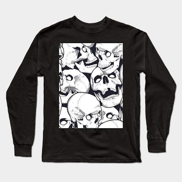 Skull Halloween Long Sleeve T-Shirt by igzine